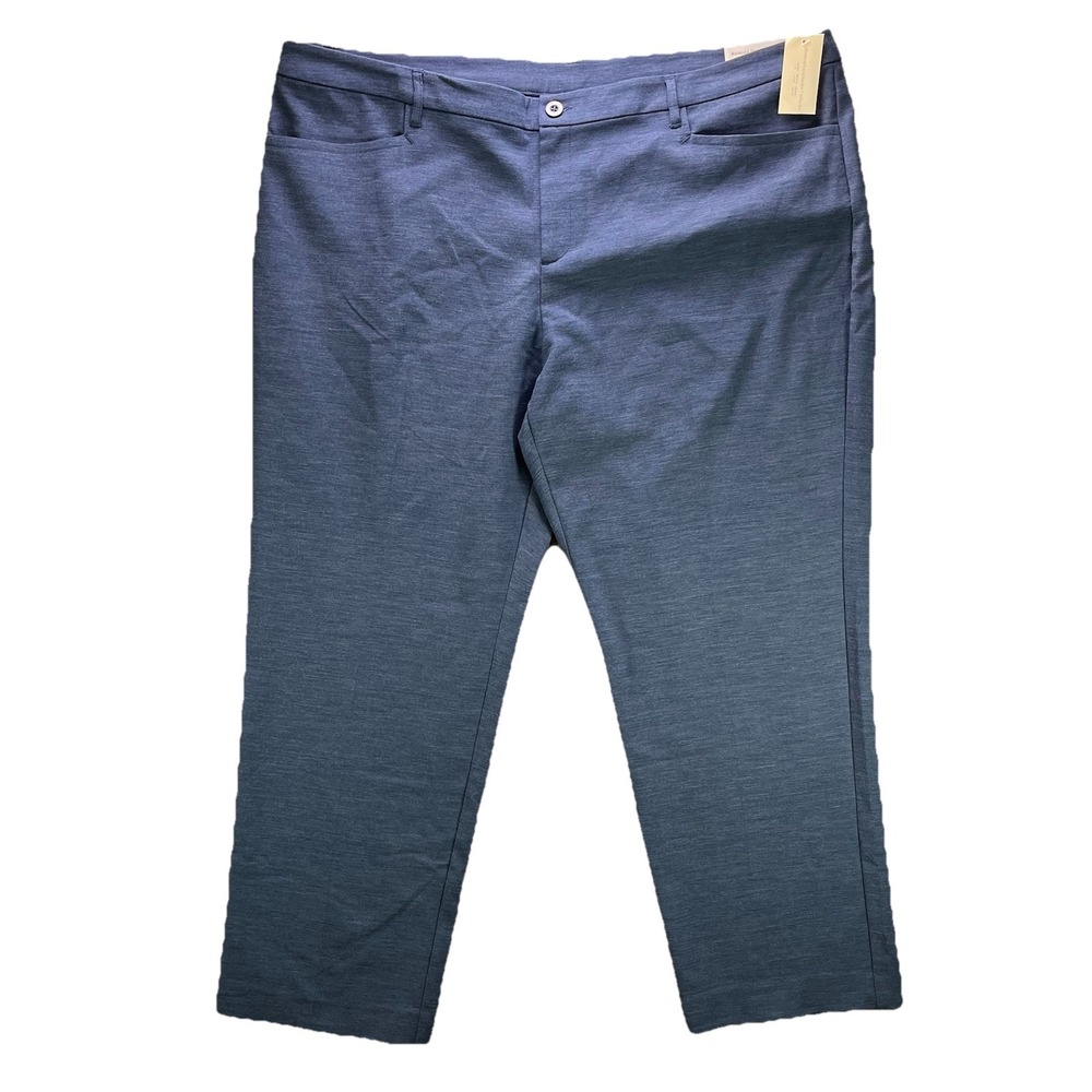 CJ Banks Trousers Womens 24W Blue Relaxed Fit High Rise Slacks NWT